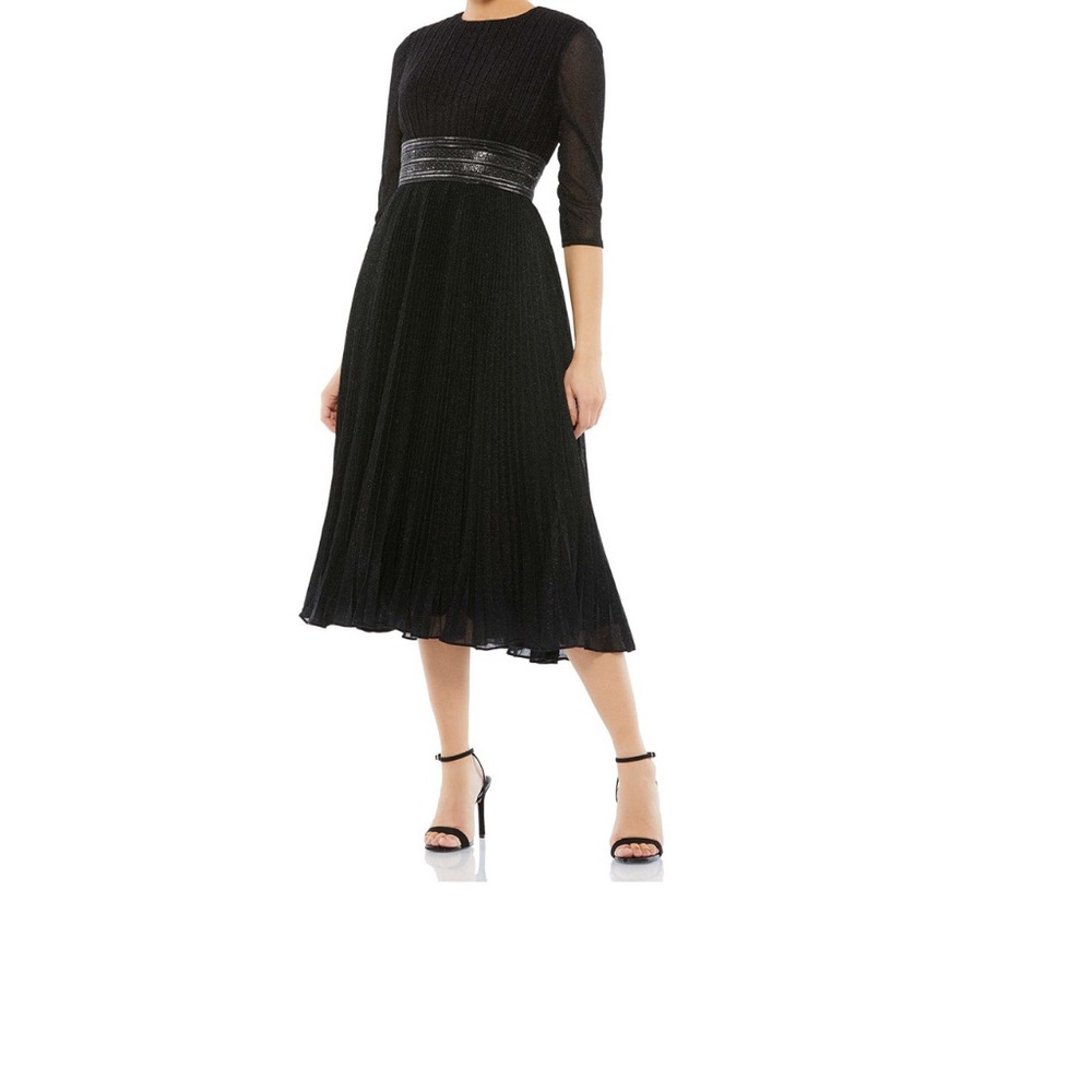 Women's Shimmering 3/4 Sleeve A-Line Midi Dress
